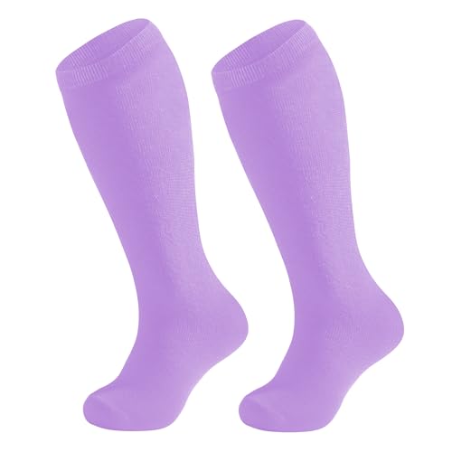 Toddler Cotton Knee High Tube Socks - Light Purple, 3-6 Years