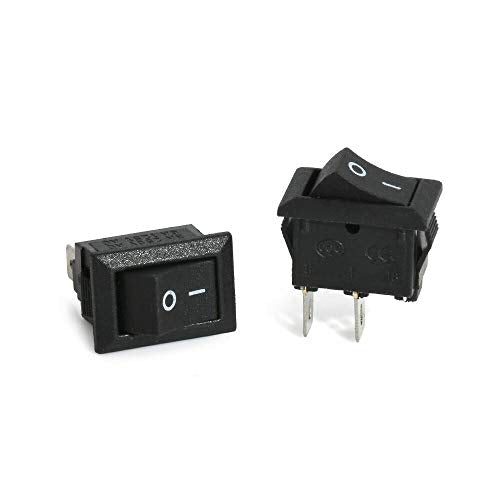 2-Pack 12V DC Mini Rectangular Rocker Switch - On/Off I/O Black Switch