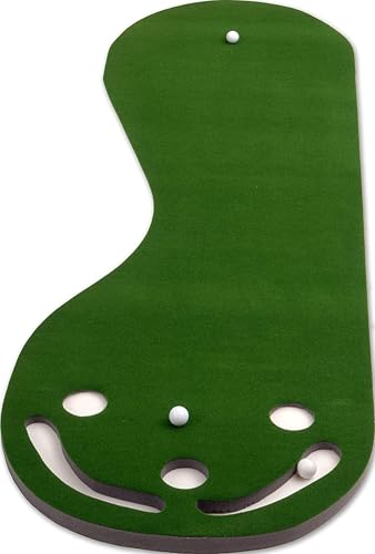 Golf Putting Green - Kidney Shaped 3' x 9' with 3 Cups - Green