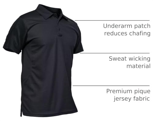 Men's Quick Dry Polo Shirt - Short Sleeve Tactical Golf Shirt