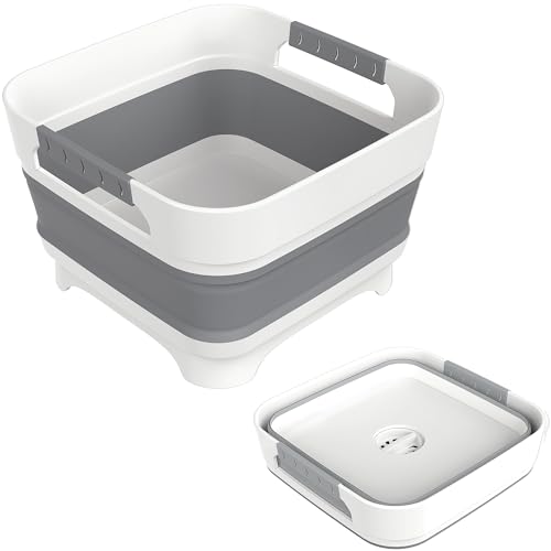 MontNorth 2.4 Gallon Gray Collapsible Wash Basin with Drain Plug, 9L Portable