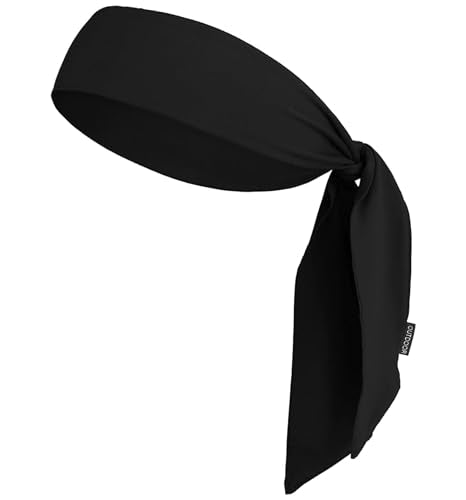 Sweat-Wicking Tie Headband for Running - Black
