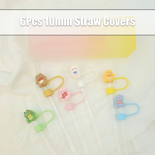 Cute Animal Silicone Straw Covers - 6Pcs 10mm for Stanley Cup