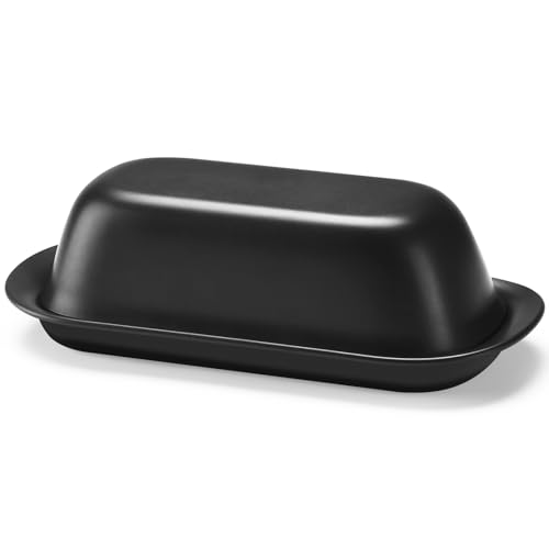 Airtight Butter Dish with Lid - Plastic Butter Keeper Tray - Black-01
