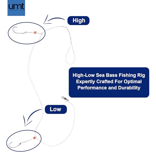 Sea Bass Hi-Lo Fishing Rigs - 1 Pack, 3/0 Bait Hook, 60lb Mono