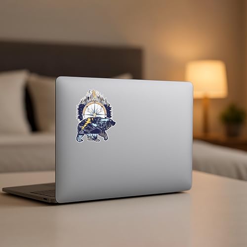 Bear and Mountains Vinyl Decal Sticker - 5 Inch, Weather Resistant
