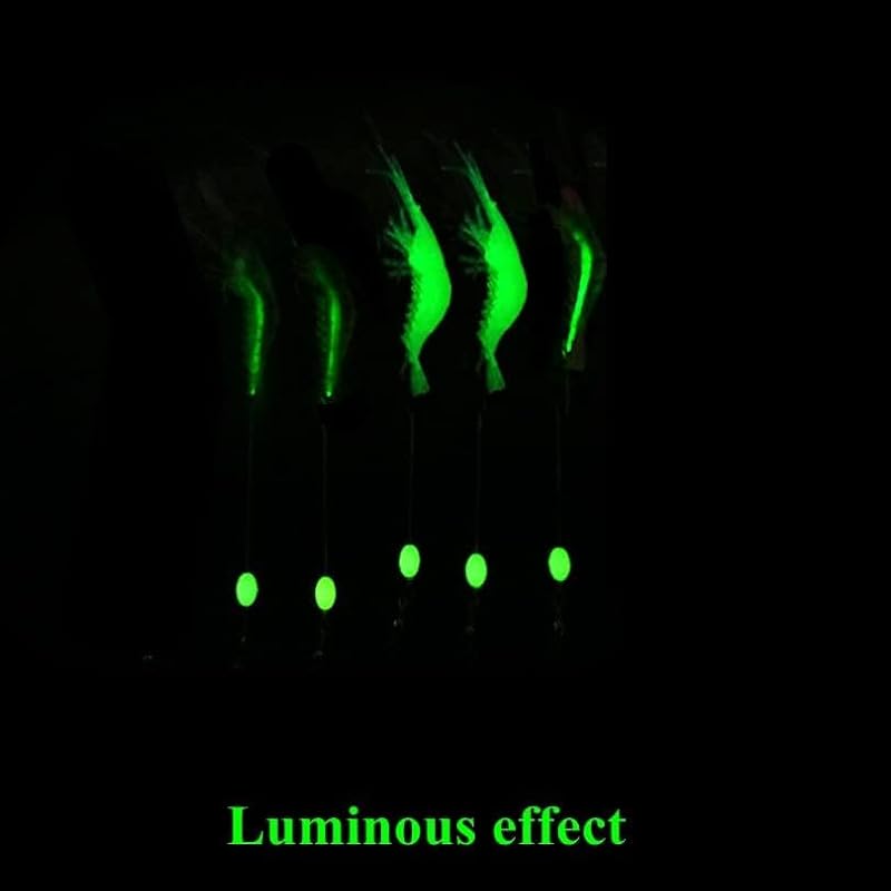 Luminous Shrimp Lure Set - 5 Soft Baits for Night Fishing