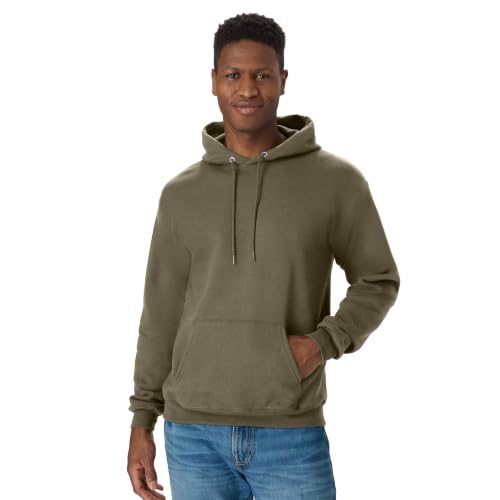 X-Large Hanes EcoSmart Fleece Hoodie for Men & Women - Green, Midweight