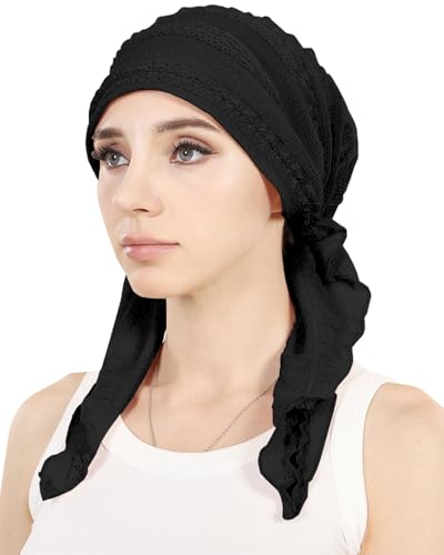 Pre-Tied Chemo Head Scarf for Women - Black