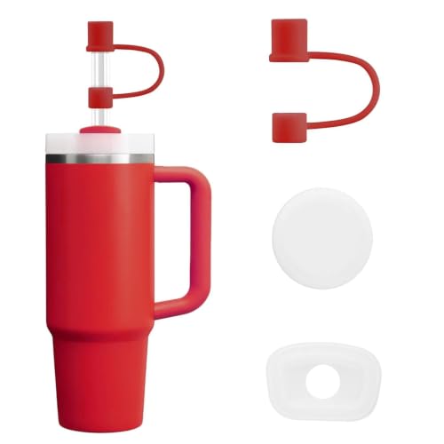 Silicone Straw Topper and Spill Stopper Set for 30oz/40oz Tumblers - Deep Red
