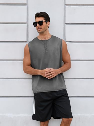 Men's Dark Grey Tank Top - Large Size
