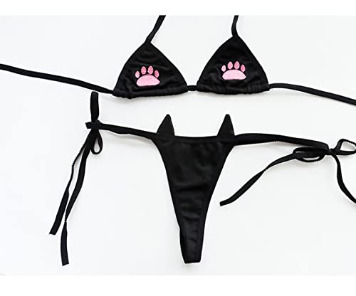 SINGUYUN One Size Black Micro Bikini – Anime Cosplay Lingerie Set