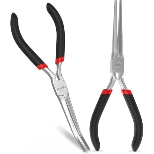 Needle Nose Pliers 2 PCs 6 Inch - Heavy Duty Carbon Steel, Insulated, Non-Serrated, Long Nose Pliers with PVC Coating & Rust Proof Finish