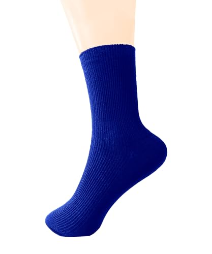 Women's Ribbed Knit Cotton Athletic Crew Socks - Royal Blue