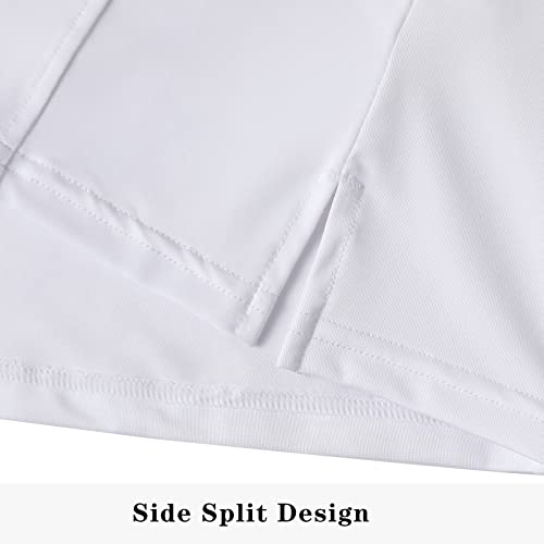 MERIABNY Girls Short Sleeve Golf Polo Shirt - Quick Dry Athletic Top, White, 6-7 Years