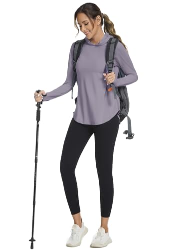 Bashafo Women's UPF50+ Sun Protection Long Sleeve Fishing & Hiking Shirt - Large, Dark Purple