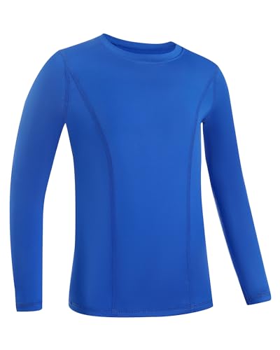 Youth Compression Shirt - Boys Long Sleeve Base Layer Top - Royal Blue / Small