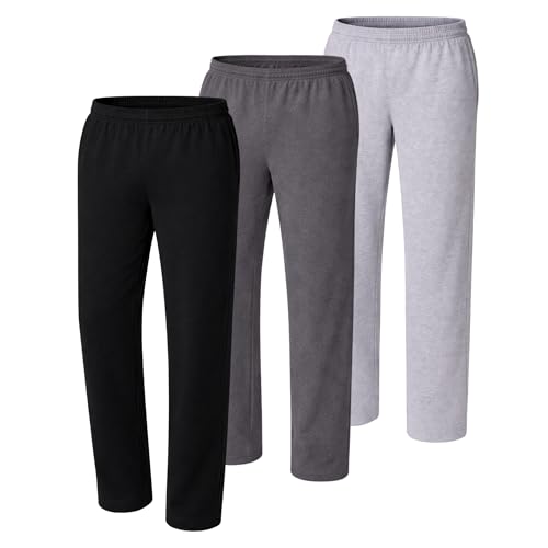 Hanes Men's XXL Sweatpants Pack - Black/Charcoal Heather/Light Steel, Open Bottom, Pockets