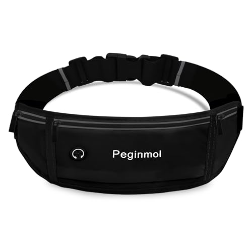 Slim Running Belt Fanny Pack - Waterproof & Reflective - Black