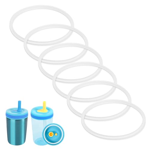 6pcs Replacement Silicone Gaskets for Zak Designs Kelso Water Bottles - White