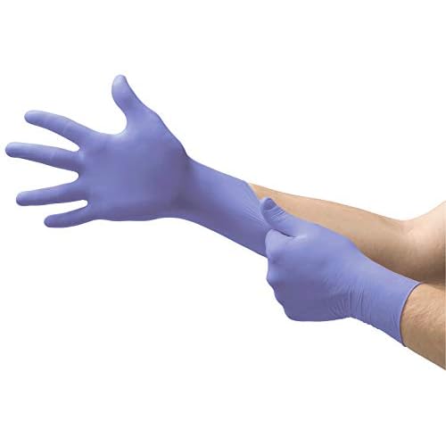Microflex SU-690 Disposable Nitrile Gloves, Latex-Free, Powder-Free Glove for Cleaning, Mechanics, Automotive, Industrial, or Medical Applications, Violet, Size Medium, Box of 100 Units