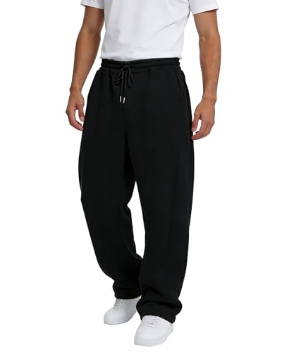 Men's Wide Leg Fleece Lounge Sweatpants with Pockets - BUXKR