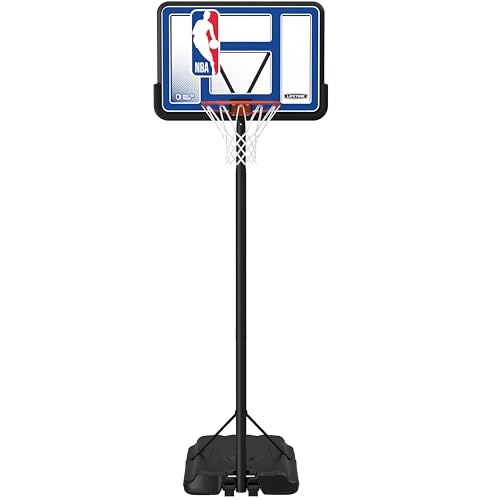 Portable NBA Basketball Hoop - Adjustable Height 7.5-10 Ft, 44" Backboard, Black/Clear