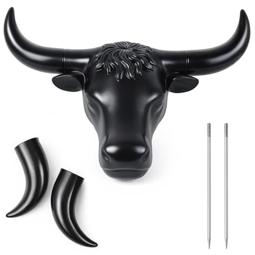 Black Crowye Full-Size Roping Steer Head Dummy 20” Horn Spread with Detachable Horns