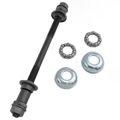 Bicycle Hub Axle Kit 190mm 3/8” Black Conical Nuts & Washers (1 Set) - Meuey Lyot