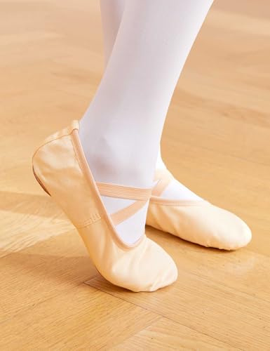 Canvas Ballet Shoes for Girls - Ballet Flats, 12.5 Little Kid/Nude