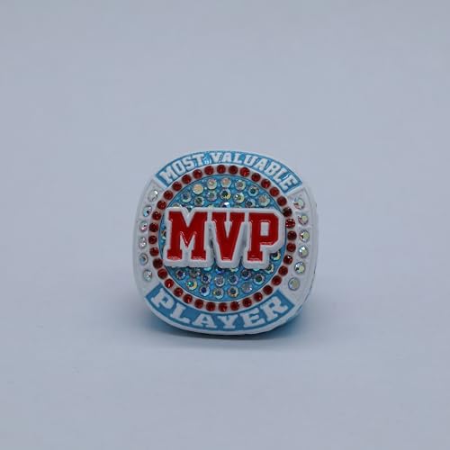 MVP Championship Ring for All Sports - Size 9.5 - Light Blue & White