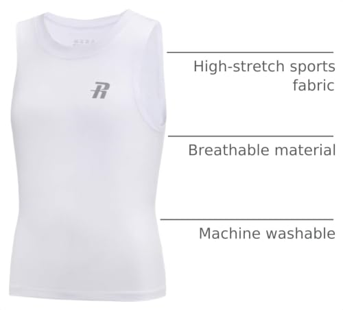Boys Compression Tank Top Youth Athletic Quick Dry Base Layer - White Medium