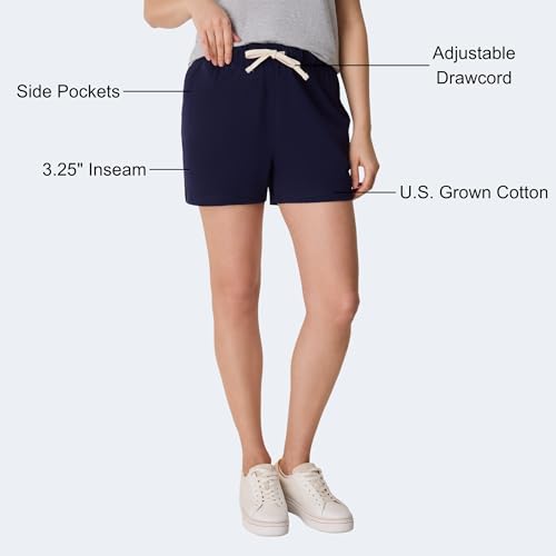 Women's Cotton Drawstring Shorts - Athletic Navy, Small