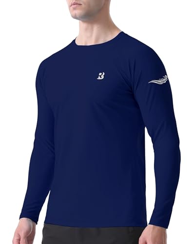 Roadbox Men's Large Navy Blue Long Sleeve Rash Guard UPF 50+ Swim Shirt