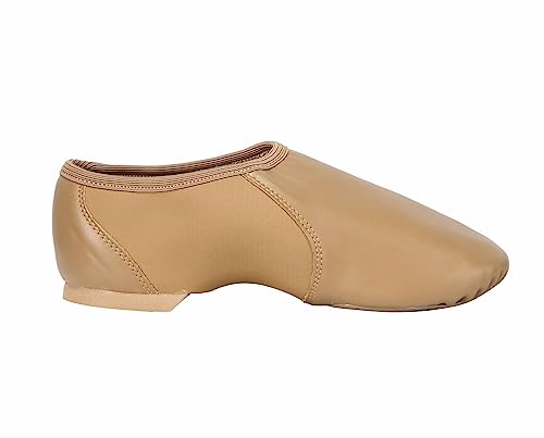 Linodes PU Leather Jazz Dance Shoes for Kids Toddler & Big Kids Slip-On with Elastic