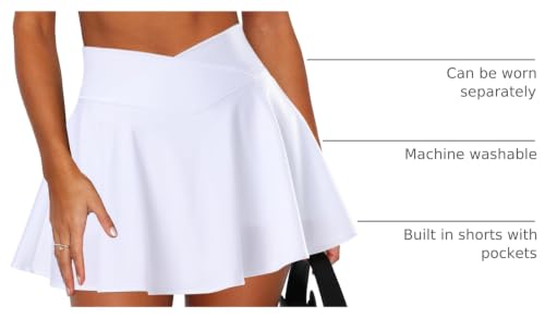 OZICERD 2 Piece Tennis Skirt Set White Small – Pickleball/Golf Lightweight Skort