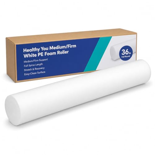 Medium Firm White PE Foam Roller - 36" Full Round