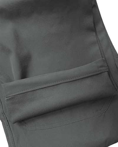 Boonlight Men's Dark Grey Lightweight Tactical Cargo Pants - Water Resistant Hiking Pants, Multiple Pockets, No Belt, Large