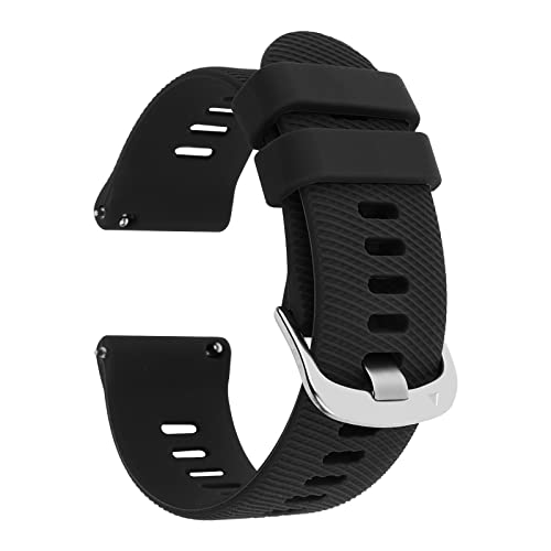 20mm Black Silicone Rubber Watch Band with Stainless Steel Buckle