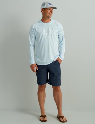HUK Men’s Icon Hoodie Fishing Shirt with Sun Protection - Large / Ice Water