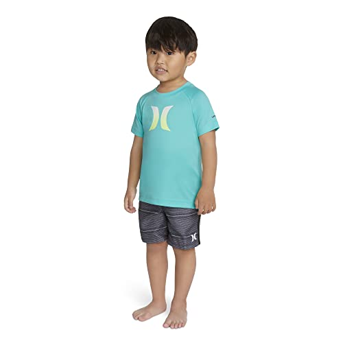 Hurley Boys' Aurora Green UPF 50+ Rash Guard Swim Shirt - Large