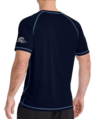 Men's UPF 50+ Quick Dry Swim Shirt - Dark Blue - X-Large