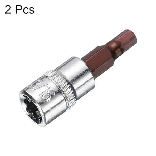 uxcell 3/16" Hex Bit Socket 1/4" Drive SAE S2 Steel Square Drive Socket Extension Impact Bit Socket Ratchet Wrench Accessories for Turns Power Drill Into Nut Driver 2 Pcs