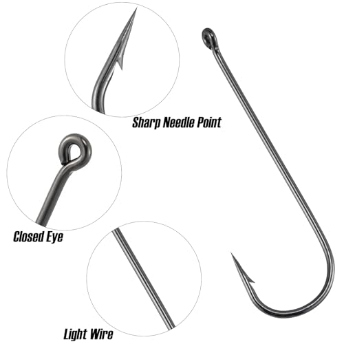 Aberdeen Fishing Hooks - 100 Pack Light Wire Worm Hooks #10