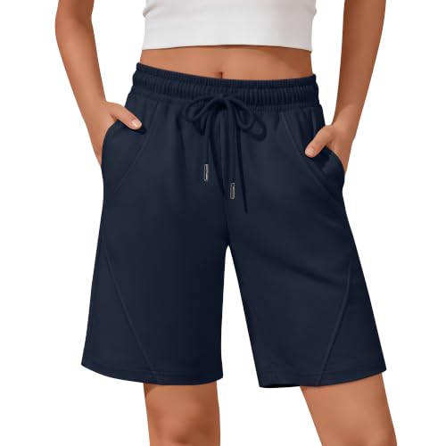 Wide Leg Girls Bermuda Shorts - Navy Blue, 11-12 Years