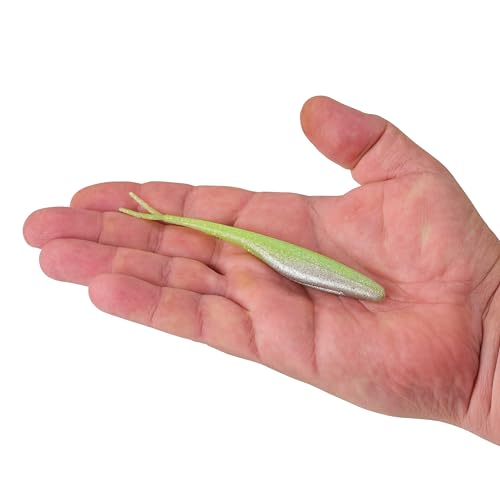 Saltwater Jerk Shad Soft Plastic Fishing Bait - Key Lime Chrome, 5"