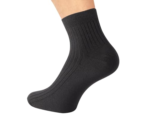 Coolmax Ankle Socks for Men - 5-Pack Loose Fitting (10-13) - Black