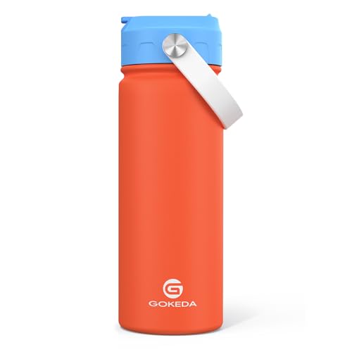 Kids Stainless Steel Water Bottle 18oz with Leak-Proof Straw & Dust Cover