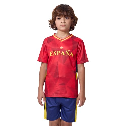 HANLIDA Kids Soccer Jersey Fan Version Short Sleeve Game & Training Shirt 8 Years Espana