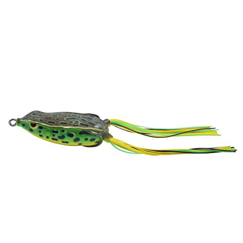 Weedless Hollow Body Popping Frog Lure for Bass Fishing - Brown Leopard Frog, 2.75"